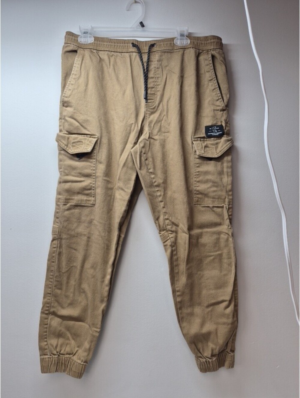 Tony Hawk Tan Cargo Jogger Pants Cotton Spandex Tapered Pockets B328